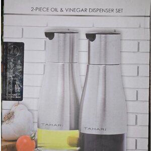 2 Pack Silver Olive Oil and Vinegar Dispenser Set